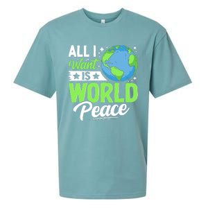 All I Want Is World Peace Graphic Sueded Cloud Jersey T-Shirt