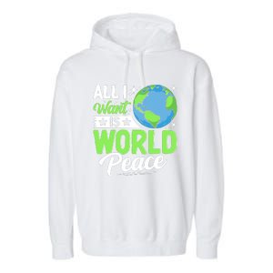 All I Want Is World Peace Graphic Garment-Dyed Fleece Hoodie