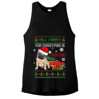 All I Want For Christmas Is Frenchie Ugly Christmas Sweater Gift Ladies PosiCharge Tri-Blend Wicking Tank