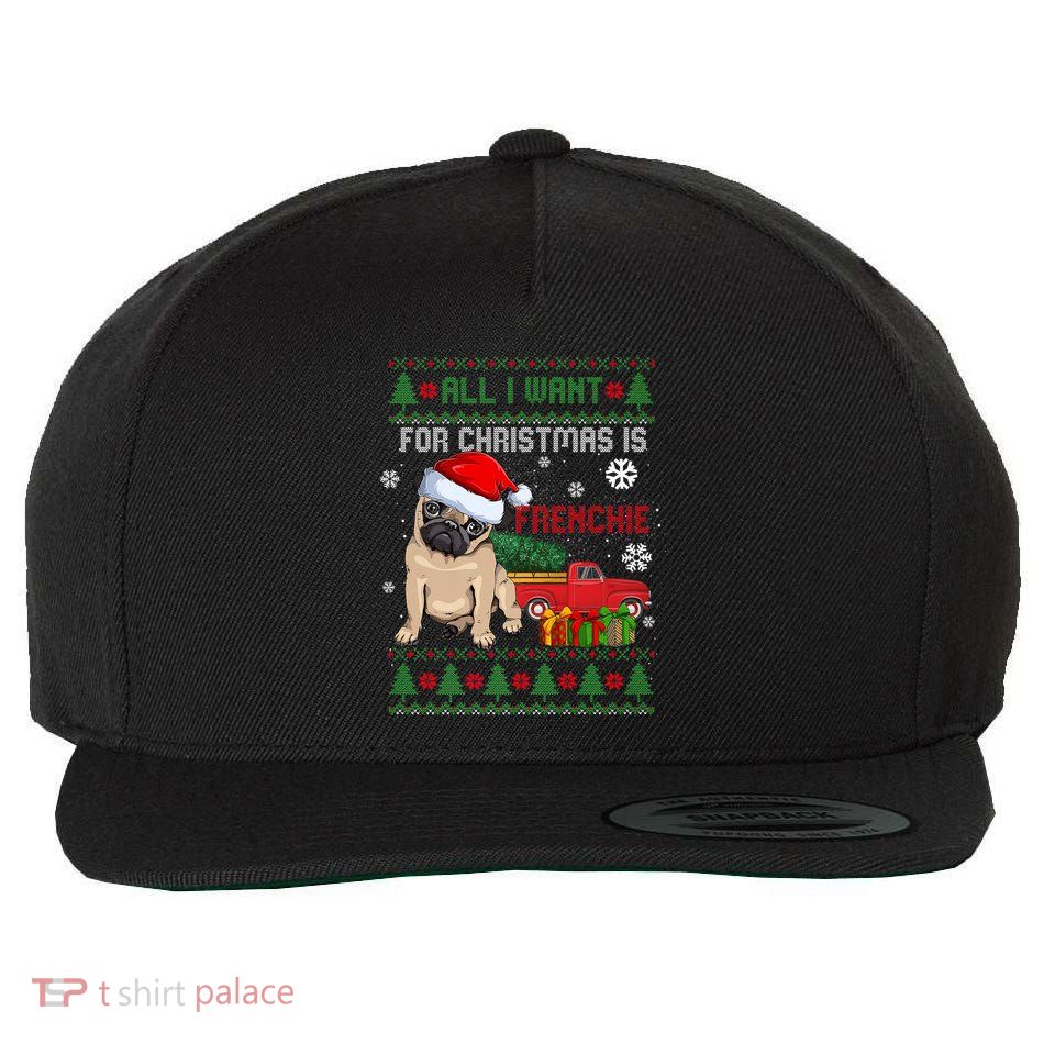 All I Want For Christmas Is Frenchie Ugly Christmas Sweater Gift Wool Snapback Cap