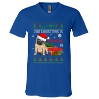 All I Want For Christmas Is Frenchie Ugly Christmas Sweater Gift V-Neck T-Shirt