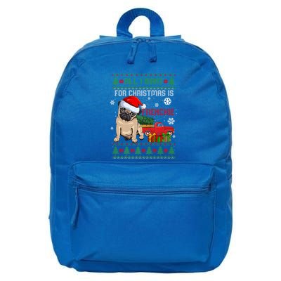 All I Want For Christmas Is Frenchie Ugly Christmas Sweater Gift 16 in Basic Backpack