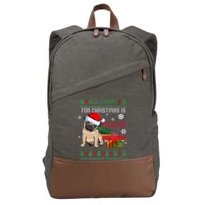 All I Want For Christmas Is Frenchie Ugly Christmas Sweater Gift Cotton Canvas Backpack