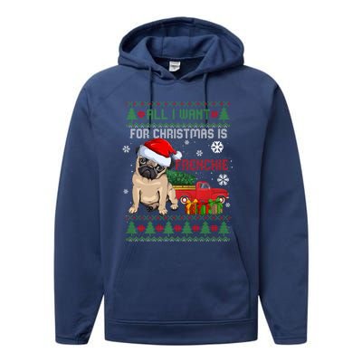 All I Want For Christmas Is Frenchie Ugly Christmas Sweater Gift Performance Fleece Hoodie