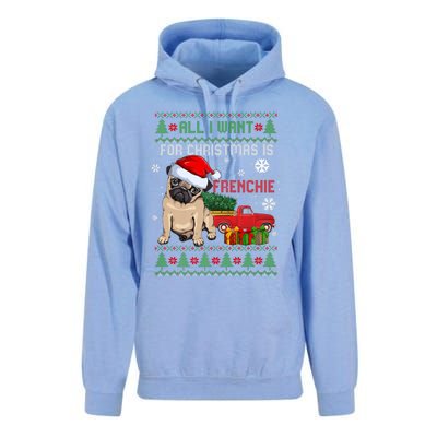 All I Want For Christmas Is Frenchie Ugly Christmas Sweater Gift Unisex Surf Hoodie