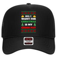 All I Want For Christmas Is My Gross Pay Funny Joke High Crown Mesh Back Trucker Hat