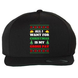 All I Want For Christmas Is My Gross Pay Funny Joke Wool Snapback Cap