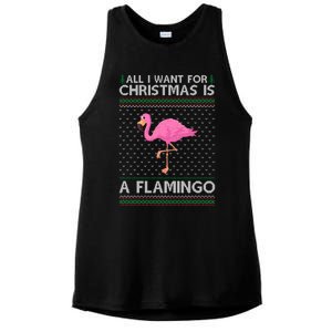 All I Want For Christmas Is A Flamingo Ugly Xmas Holiday Gift Ladies PosiCharge Tri-Blend Wicking Tank