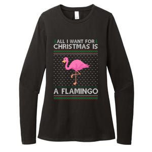 All I Want For Christmas Is A Flamingo Ugly Xmas Holiday Gift Womens CVC Long Sleeve Shirt