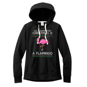 All I Want For Christmas Is A Flamingo Ugly Xmas Holiday Gift Women's Fleece Hoodie