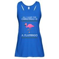 All I Want For Christmas Is A Flamingo Ugly Xmas Holiday Gift Ladies Essential Flowy Tank