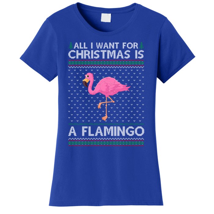 All I Want For Christmas Is A Flamingo Ugly Xmas Holiday Gift Women's T-Shirt