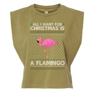 All I Want For Christmas Is A Flamingo Ugly Xmas Holiday Gift Garment-Dyed Women's Muscle Tee