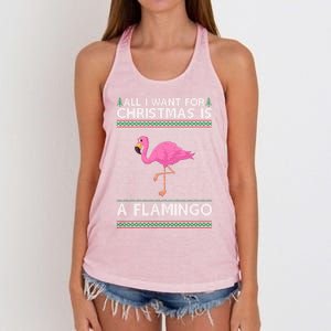 All I Want For Christmas Is A Flamingo Ugly Xmas Holiday Gift Women's Knotted Racerback Tank