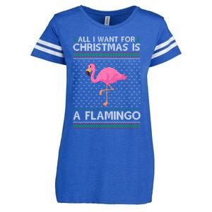 All I Want For Christmas Is A Flamingo Ugly Xmas Holiday Gift Enza Ladies Jersey Football T-Shirt