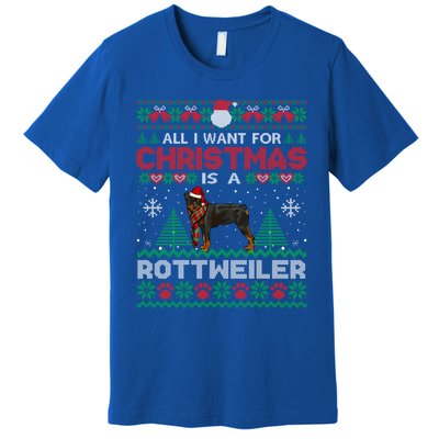 All I Want For Christmas Is A Rottweiler Ugly Sweater Gift Premium T-Shirt