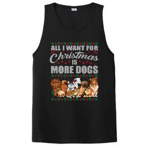 All I Want For Christmas Is More Dogs Ugly Xmas Sweater Gift PosiCharge Competitor Tank