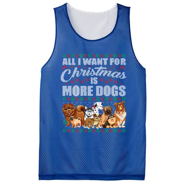 All I Want For Christmas Is More Dogs Ugly Xmas Sweater Gift Mesh Reversible Basketball Jersey Tank