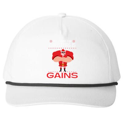 All I Want For Christmas Is Gains Fun Pig Ugly Xmas Sweater Gift Snapback Five-Panel Rope Hat