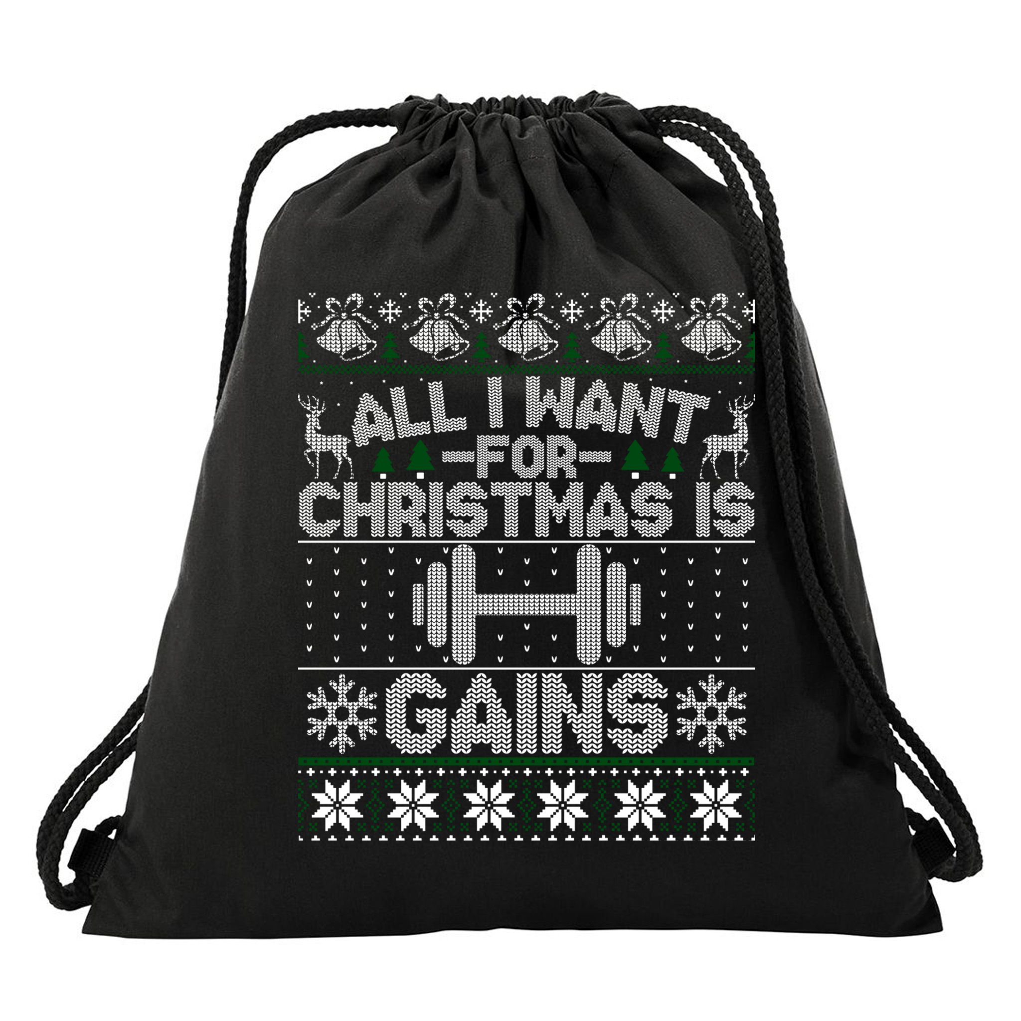 All I Want For Christmas Is Gain Fitness Ugly Sweater Gift Drawstring Bag