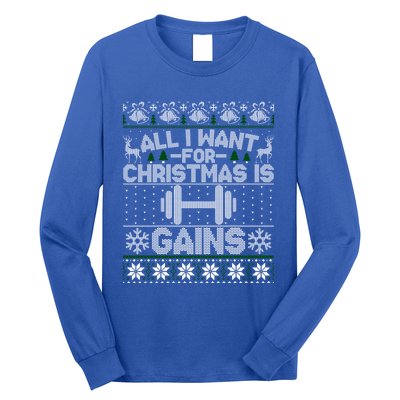 All I Want For Christmas Is Gain Fitness Ugly Sweater Gift Long Sleeve Shirt