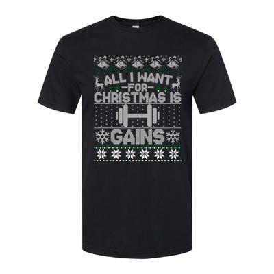 All I Want For Christmas Is Gain Fitness Ugly Sweater Gift Softstyle CVC T-Shirt