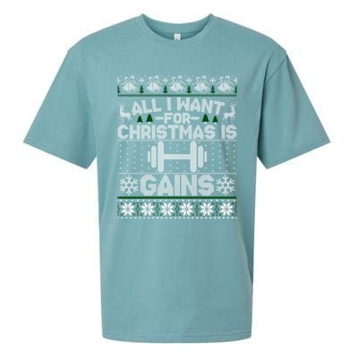 All I Want For Christmas Is Gain Fitness Ugly Sweater Gift Sueded Cloud Jersey T-Shirt