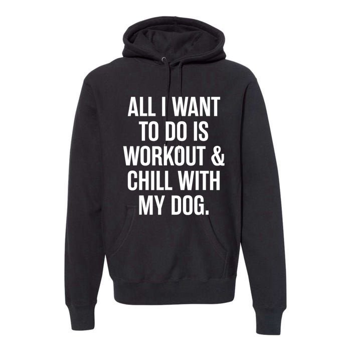 All I Want To Do Is Workout And Chill With My Dog Funny Gym Premium Hoodie