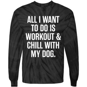 All I Want To Do Is Workout And Chill With My Dog Funny Gym Tie-Dye Long Sleeve Shirt