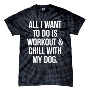 All I Want To Do Is Workout And Chill With My Dog Funny Gym Tie-Dye T-Shirt