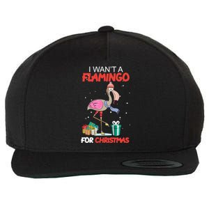 All I Want For Christmas Is A Flamingo Warm Weather Gift Funny Gift Wool Snapback Cap