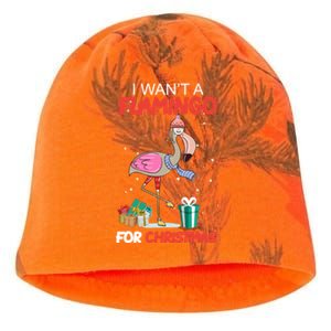 All I Want For Christmas Is A Flamingo Warm Weather Gift Funny Gift Kati - Camo Knit Beanie