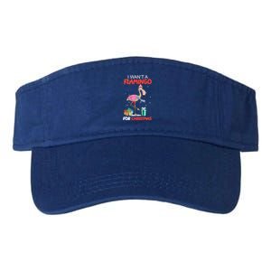 All I Want For Christmas Is A Flamingo Warm Weather Gift Funny Gift Valucap Bio-Washed Visor