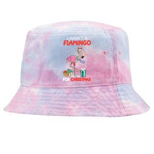 All I Want For Christmas Is A Flamingo Warm Weather Gift Funny Gift Tie-Dyed Bucket Hat