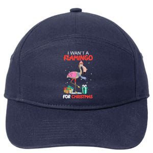 All I Want For Christmas Is A Flamingo Warm Weather Gift Funny Gift 7-Panel Snapback Hat