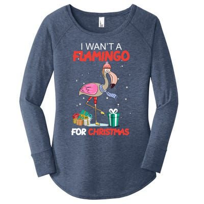 All I Want For Christmas Is A Flamingo Warm Weather Gift Funny Gift Women's Perfect Tri Tunic Long Sleeve Shirt