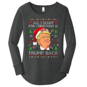 All I Want For Christmas Is Trump Back 2024 Ugly Sweater  Women's Perfect Tri Tunic Long Sleeve Shirt