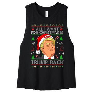 All I Want For Christmas Is Trump Back 2024 Ugly Sweater  Women's Racerback Cropped Tank