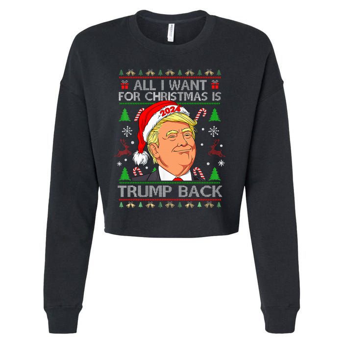 All I Want For Christmas Is Trump Back 2024 Ugly Sweater  Cropped Pullover Crew