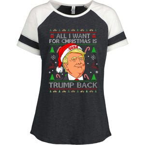 All I Want For Christmas Is Trump Back 2024 Ugly Sweater  Enza Ladies Jersey Colorblock Tee