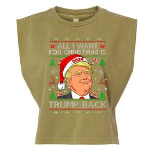 All I Want For Christmas Is Trump Back 2024 Ugly Sweater  Garment-Dyed Women's Muscle Tee