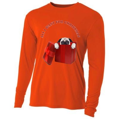 All I Want For Christmas Pug Gift Cooling Performance Long Sleeve Crew