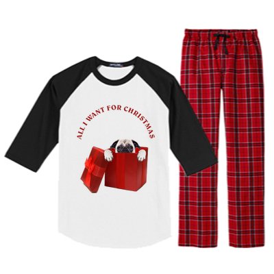 All I Want For Christmas Pug Gift Raglan Sleeve Pajama Set