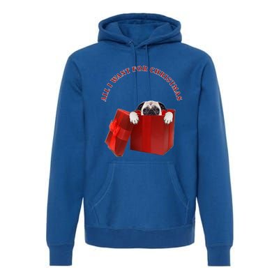 All I Want For Christmas Pug Gift Premium Hoodie