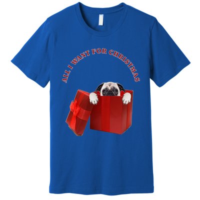 All I Want For Christmas Pug Gift Premium T-Shirt