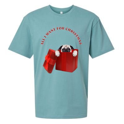 All I Want For Christmas Pug Gift Sueded Cloud Jersey T-Shirt