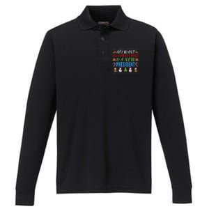 All I Want For Christmas Is A New President Fun Xmas Sweater Performance Long Sleeve Polo