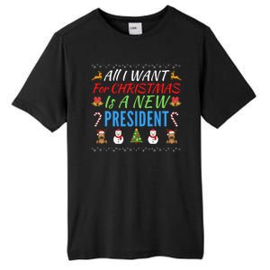 All I Want For Christmas Is A New President Fun Xmas Sweater Tall Fusion ChromaSoft Performance T-Shirt