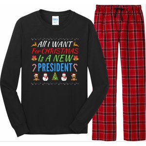 All I Want For Christmas Is A New President Fun Xmas Sweater Long Sleeve Pajama Set