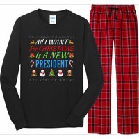 All I Want For Christmas Is A New President Fun Xmas Sweater Long Sleeve Pajama Set